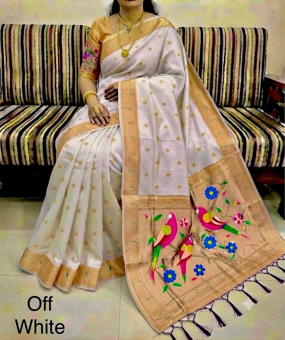 Off-White Woven Saree