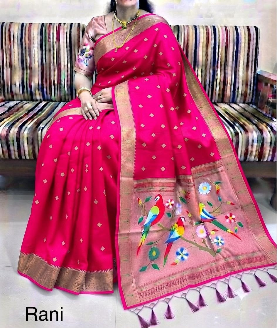 Rani Pink Woven Saree