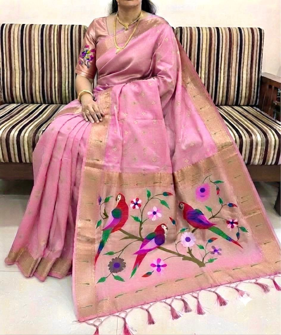 Pink Woven Saree